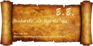 Budaházi Berény névjegykártya
